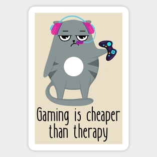 Gaming Is Cheaper Than Therapy Funny Cat Magnet